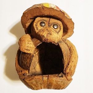 VINTAGE Hand Carved Coconut Decor